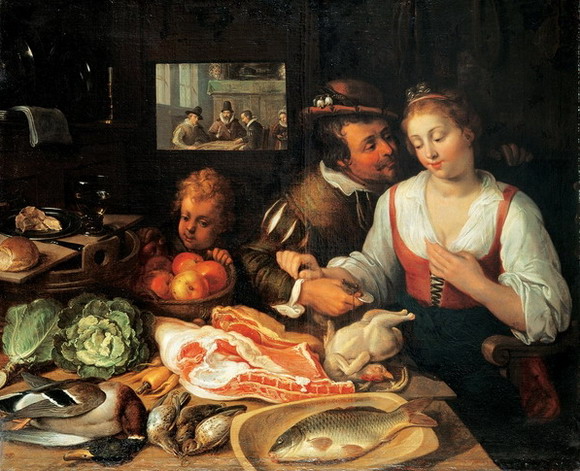 Jeremias Van Winghe (Flemish artist, 1578-1645) Kitchen Scene 