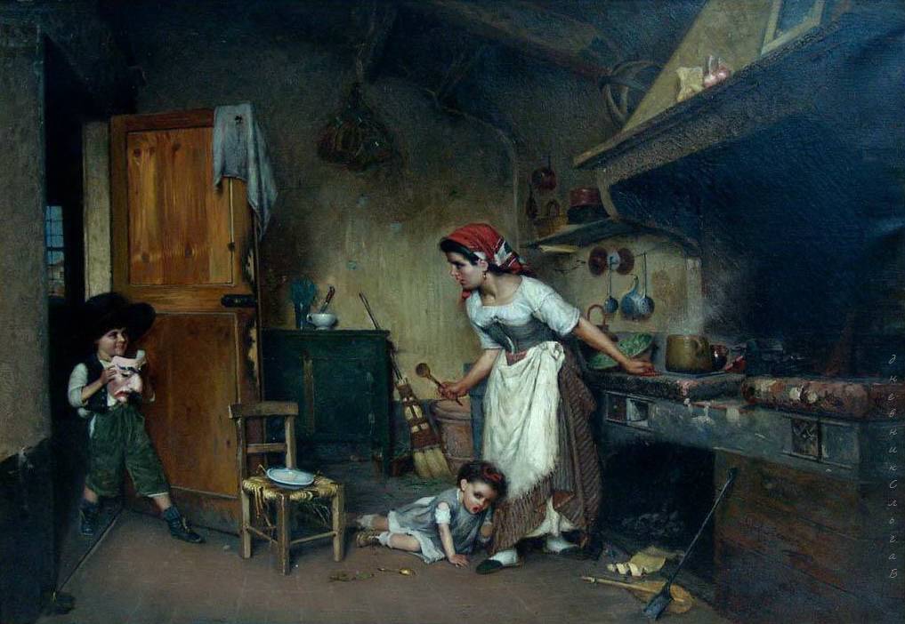 Галеацци Джованни Гаэтано "Дети,играющие на кухне"