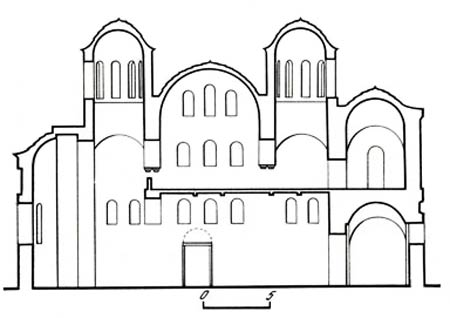 Чернигов. Спасо-Преображенский собор. 1030-1040-е годы. Продольный разрез по южному нефу
