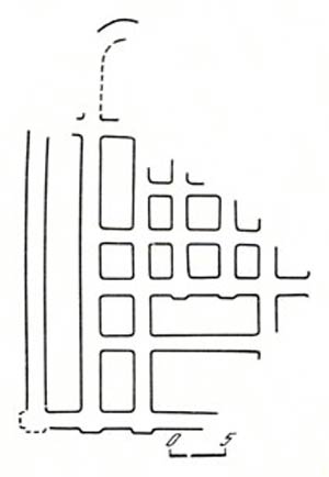 Киев. Церковь богородицы Кловского монастыря, 1108 г. План раскопанных фундаментов